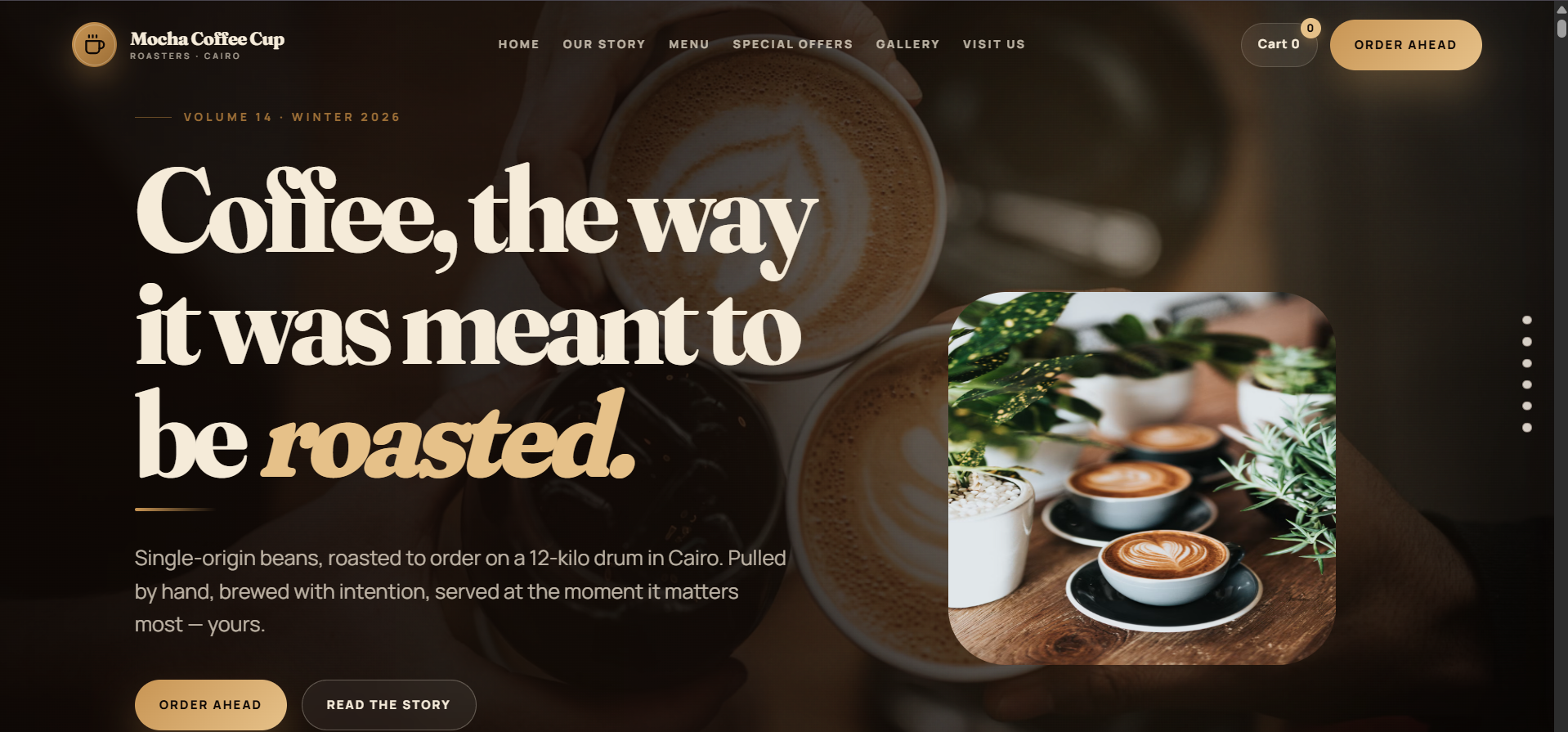 Mocha Coffee Cup Roasters — specialty coffee cafe website
